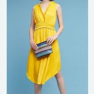 NEW Anthropologie Maeve La Habana Mango Yellow Ruffle Sleeveless Midi Dress XL